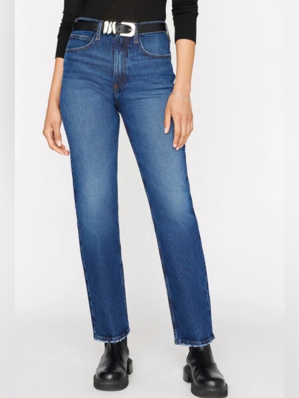 NWOT Frame Denim Le High Straight Medium Blue Wash Straight Leg Cowgirl Jeans